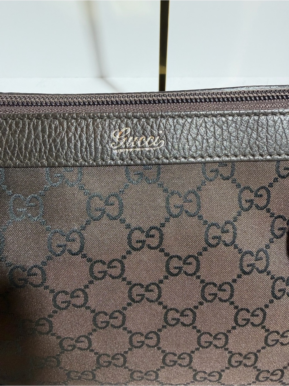 Authentic Gucci Dark Brown GG Monogram Shoulder Tote - Picture 4 of 11